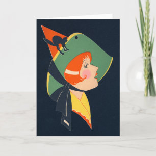 Carte Chat noir de sorcière d'art déco