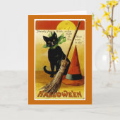 Carte Chat noir d'Halloween (Fleur jaune)