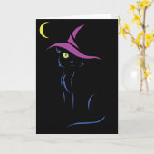 Carte Chat noir d'Halloween (Fleur jaune)