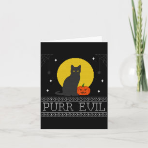 Carte Chat noir d'Halloween drôle mignon effrayant _ Méc