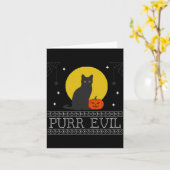 Carte Chat noir d'Halloween drôle mignon effrayant _ Méc (Fleur jaune)