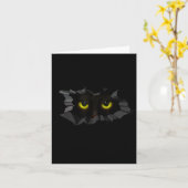 Carte Chat noir d'Halloween effrayant qui regarde dehors (Fleur jaune)