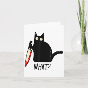 Carte Chat Noir Drôle Ce_ Tenant Couteau Sanglant Hommes