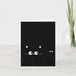 Carte Chat noir drôle mignon curieux avec une araignée m