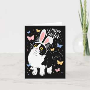 Carte Chat noir drôle Oeuf de Pâques Joyeux Bunny de Pâq