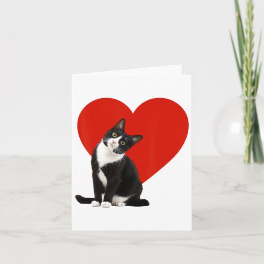 Carte Chat noir drôle Saint-Valentin cœur Chat Tuxedo Am (Devant)