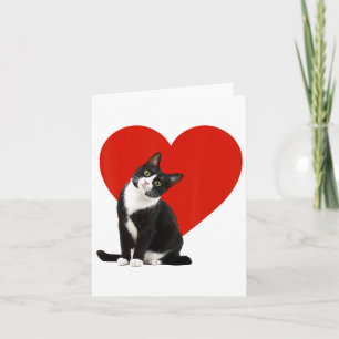Carte Chat noir drôle Saint Valentin Tuxedo Chat L