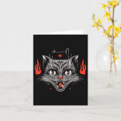 Carte Chat noir effrayant d'Halloween vintage (Fleur jaune)