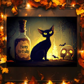 Carte Chat noir éffrayant et Halloween Halloween