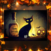 Carte Chat noir éffrayant et Halloween Halloween