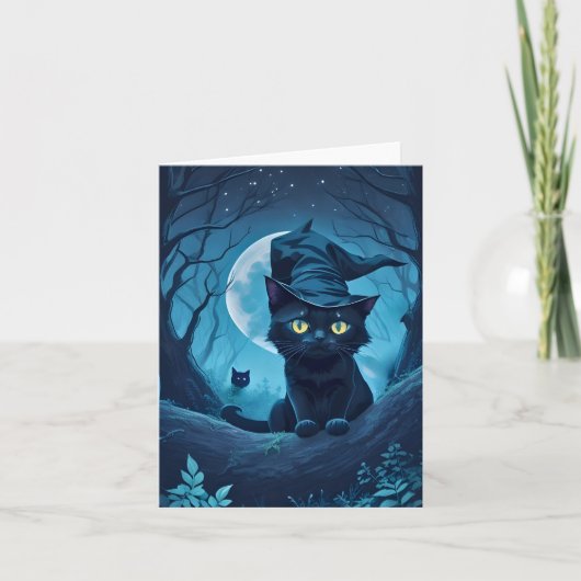 Carte Chat noir en Casquette Éffrayant blanc à l'intérie (Devant)
