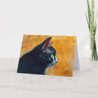 Carte Chat noir en profil, chatons
