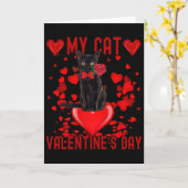 Carte Chat noir est ma Saint-Valentin coeurs rouges vale (Fleur jaune)