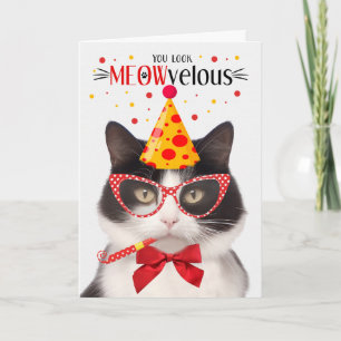 Carte Chat noir et blanc MEOWvelous Anniversaire