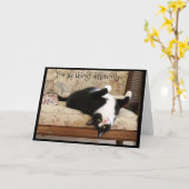 Carte Chat noir et blanc supérieur (Fleur jaune)