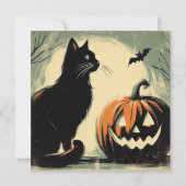 Carte Chat noir et citrouille d'Halloween (Devant)