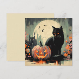 Carte Chat noir et citrouille d'Halloween