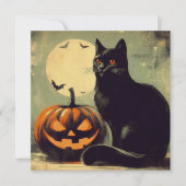 Carte Chat noir et citrouille d'Halloween (Devant)