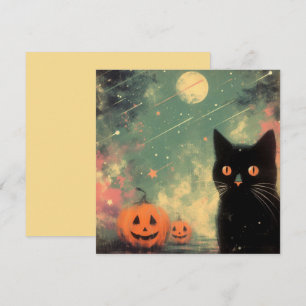 Carte Chat noir et citrouille d'Halloween