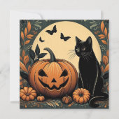 Carte Chat noir et citrouille d'Halloween (Devant)