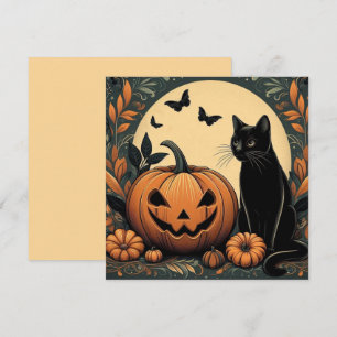 Carte Chat noir et citrouille d'Halloween