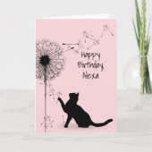 Carte Chat noir et Dandelion Anniversaire (Devant)