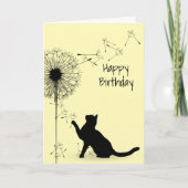 Carte Chat noir et Dandelion Anniversaire (Devant)