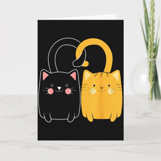 Carte Chat noir et orange valentin chat roux valentin (Devant)