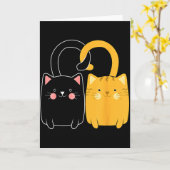 Carte Chat noir et orange valentin chat roux valentin (Fleur jaune)