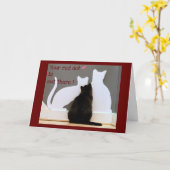 Carte Chat noir et point rouge (Fleur jaune)