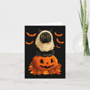 Carte Chat noir fantôme de citrouille d'Halloween effray