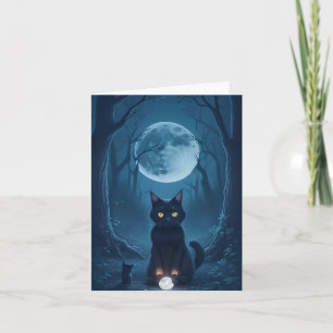 Carte Chat Noir Forêt Siniastre Cristal Blanc Brillante