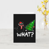 Carte Chat Noir Fun Et Marrant Poussant L'Arbre De Noël (Fleur jaune)