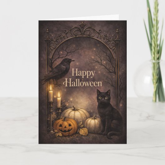 Carte Chat noir gothique Halloween (Devant)