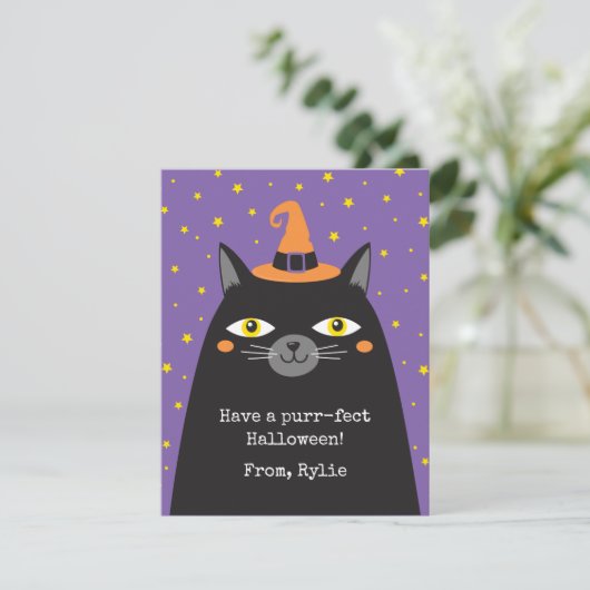 Carte Chat Noir Halloween (Debout devant)