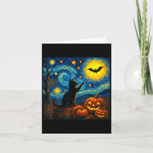 Carte Chat noir Halloween amateurs de chat (Devant)