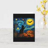 Carte Chat noir Halloween amateurs de chat (Fleur jaune)