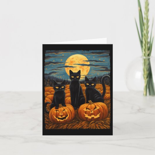 Carte Chat noir Halloween Amoureux de les chats Starry N (Devant)
