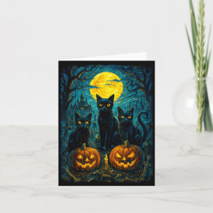 Carte Chat noir Halloween Amoureux des chats Ciel noctur