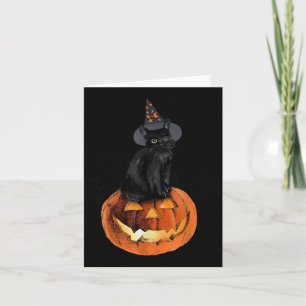 Carte Chat Noir Halloween Chat Noir Assis Sur Citrouille