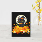 Carte Chat noir Halloween Citrouille Chat (Fleur jaune)