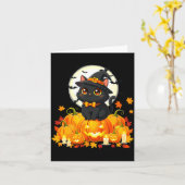 Carte Chat noir Halloween Citrouille Chat Performance (Fleur jaune)