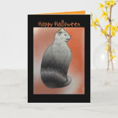 Carte Chat Noir Halloween Modifiable (Fleur jaune)