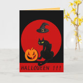 CARTE CHAT NOIR HALLOWEEN PARTY (Fleur jaune)