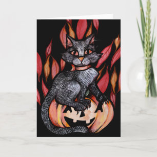 Carte Chat noir Jack-o'-lantern Automne Nature