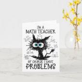 Carte Chat Noir Kitty Je suis un professeur de mathémati (Fleur jaune)