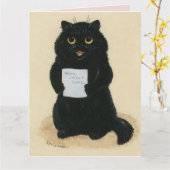 CARTE CHAT NOIR LOUIS WAIIS ART HELLO GREETING CARD (Fleur jaune)