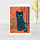 Carte Chat noir, Louis Wain (Fleur jaune)