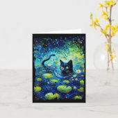 Carte Chat Noir Monets Chat Nymphéa (Fleur jaune)