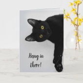 Carte Chat Noir Personnalisé Mignonne Se Bien (Fleur jaune)